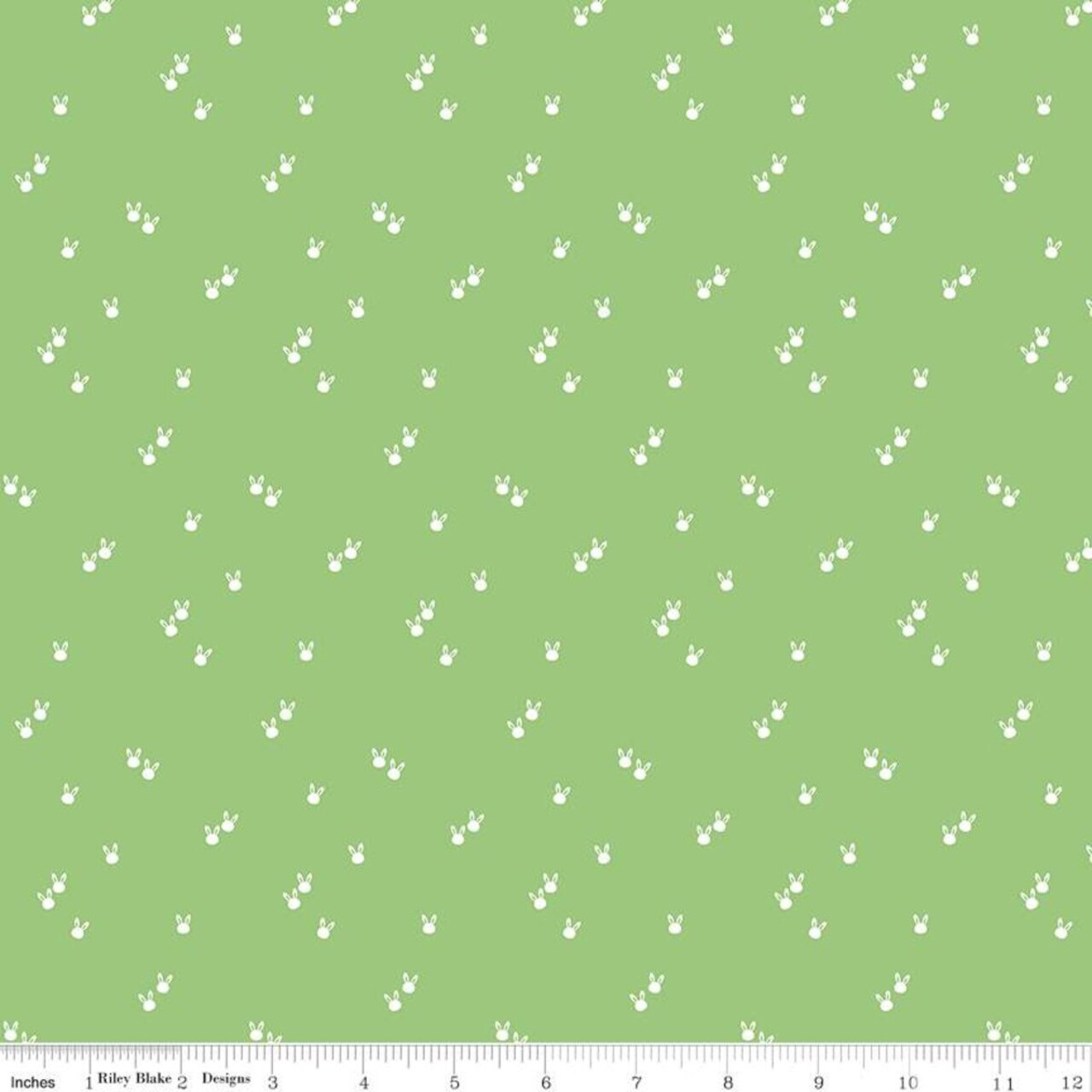 Fabric Riley Blake Seasonal Basics Green Bunnies by the Quarter Yard C656-GREEN